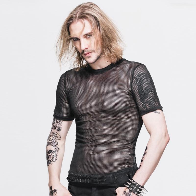 Men's All mesh Short Sleeve Punk T-Shirt - Image 3