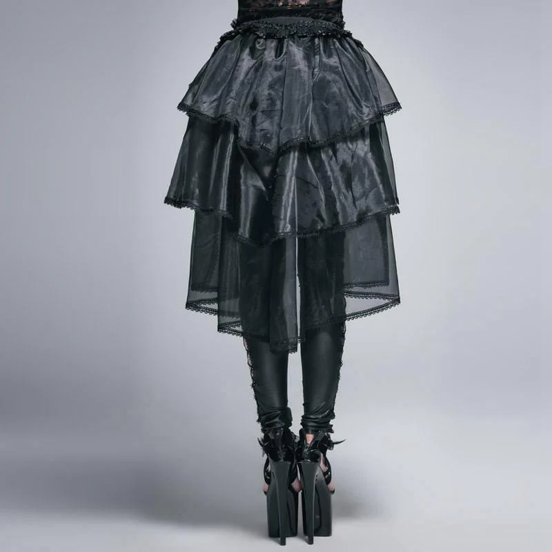 Women's Asymmetric Lace and Net Goth Skirt - Image 3