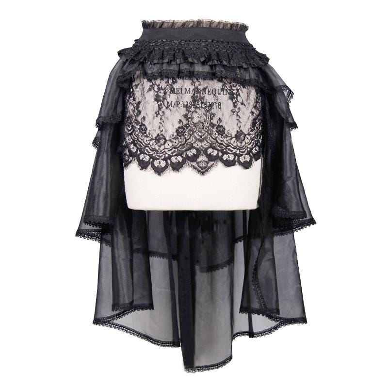Women's Asymmetric Lace and Net Goth Skirt - Image 4