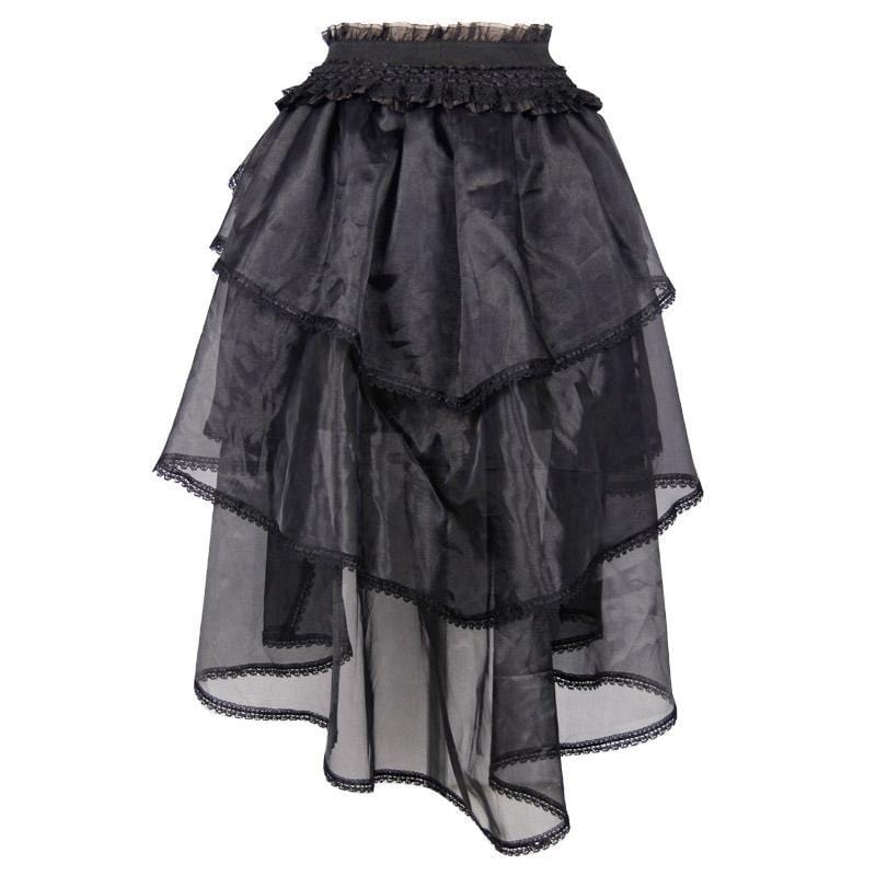 Women's Asymmetric Lace and Net Goth Skirt - Image 5