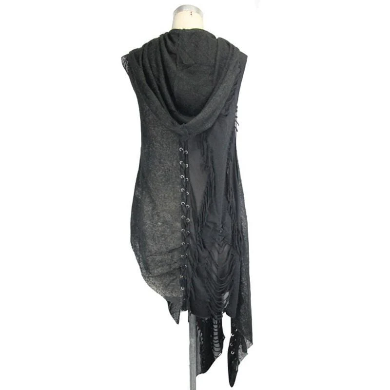 Women's Distressed Cowl With Lacing - Image 6
