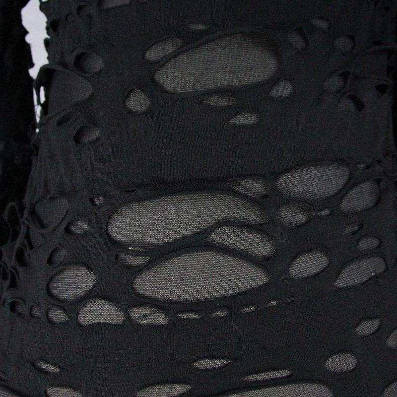 Men's Distressed Ripped Hooded Punk-Shirt With Mesh Underlayer - Image 8
