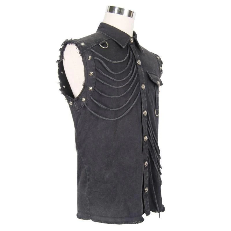 Men's Distressed Sleeveless Punk Shirt - Image 6