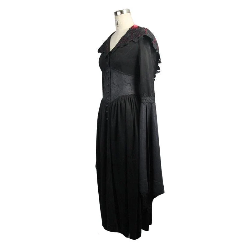 Women's Goth Ankle Dress With Hood and Angel Sleeves - Image 5