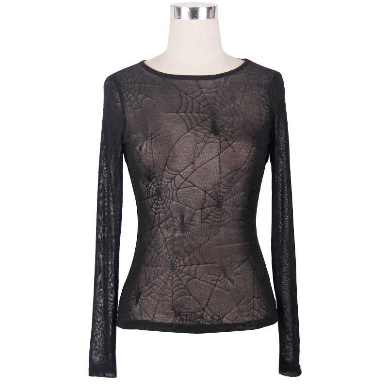 Women's Goth Mesh Spider Web Top - Image 4