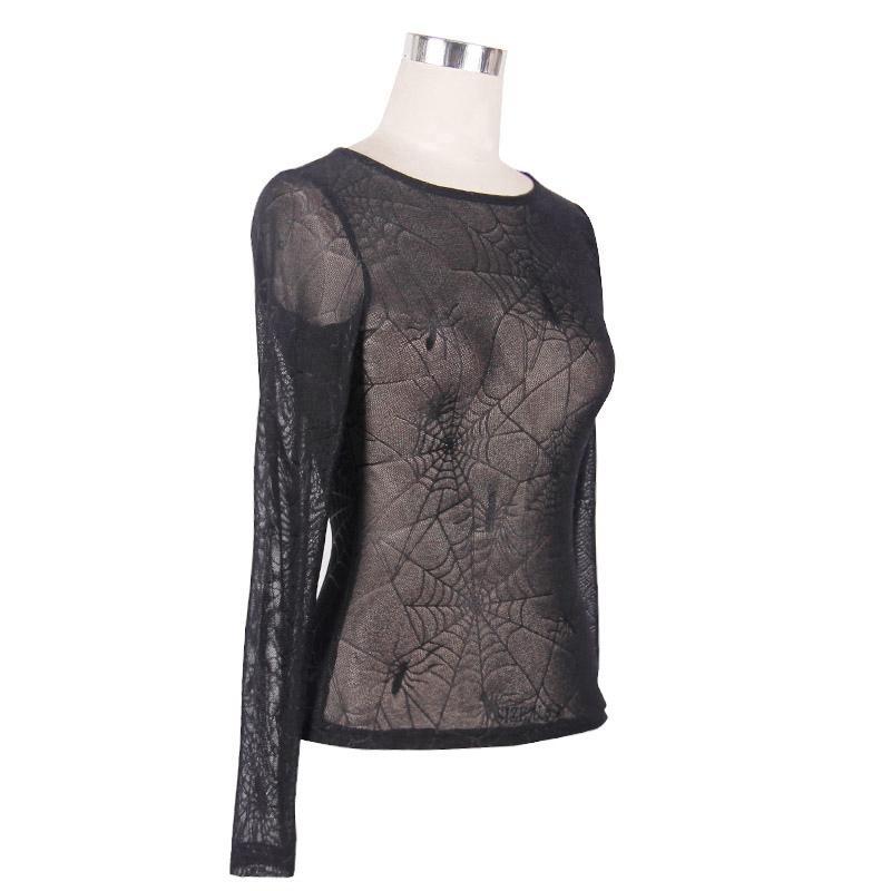 Women's Goth Mesh Spider Web Top - Image 5