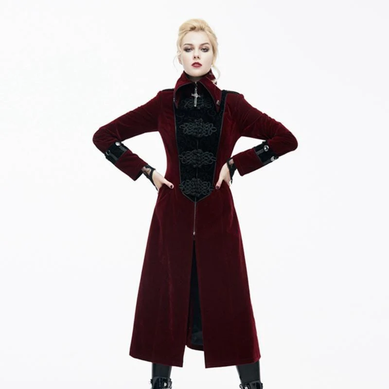 Women's Goth Princess Cut Coat With Elaborate Frog Closure - Image 10