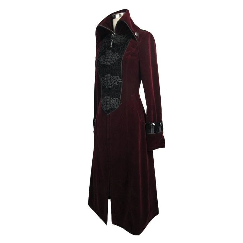 Women's Goth Princess Cut Coat With Elaborate Frog Closure - Image 13