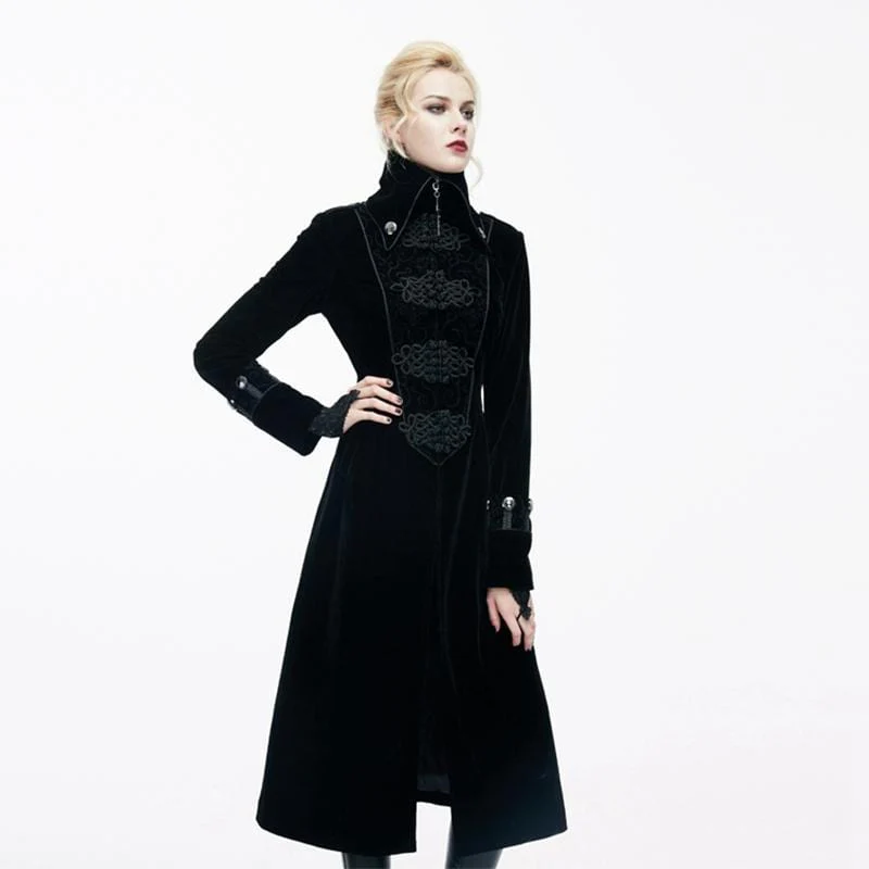 Women's Goth Princess Cut Coat With Elaborate Frog Closure - Image 3