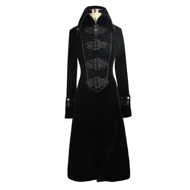 Women's Goth Princess Cut Coat With Elaborate Frog Closure - Image 4
