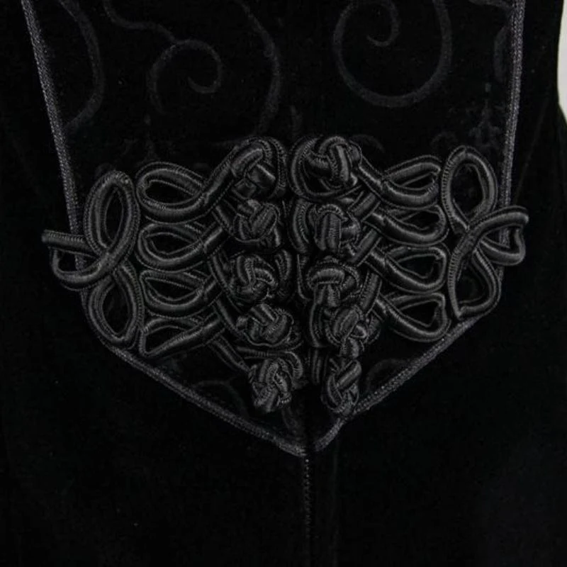 Women's Goth Princess Cut Coat With Elaborate Frog Closure - Image 7