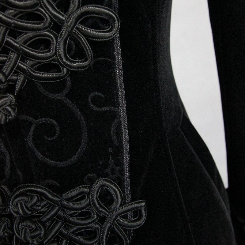 Women's Goth Princess Cut Coat With Elaborate Frog Closure - Image 8