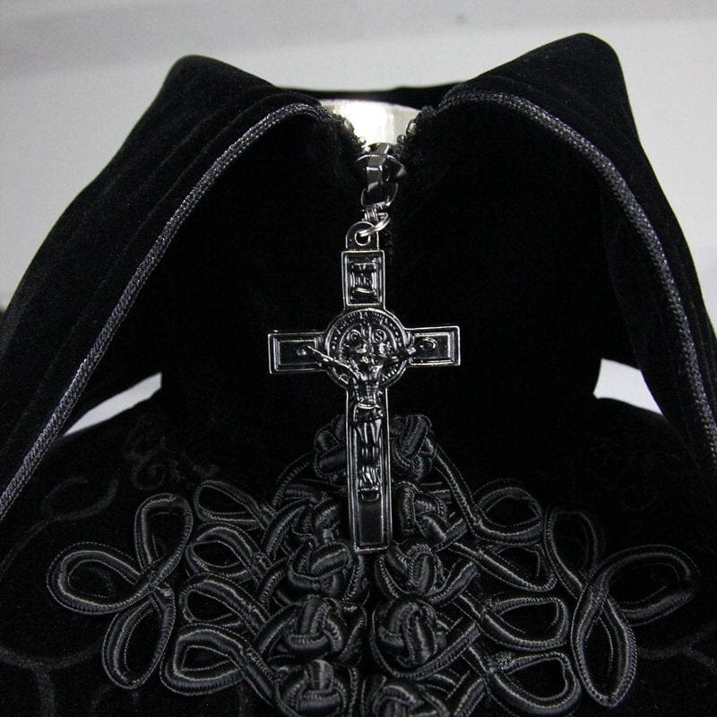 Women's Goth Princess Cut Coat With Elaborate Frog Closure - Image 9