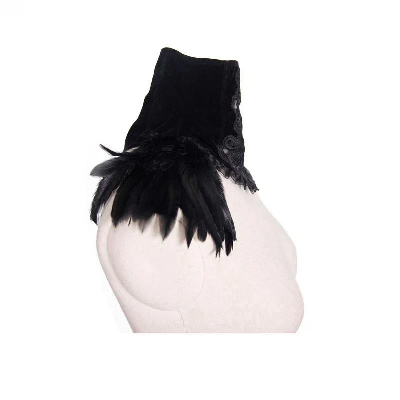 Women's Goth Velvet & Feather Collar - Image 5