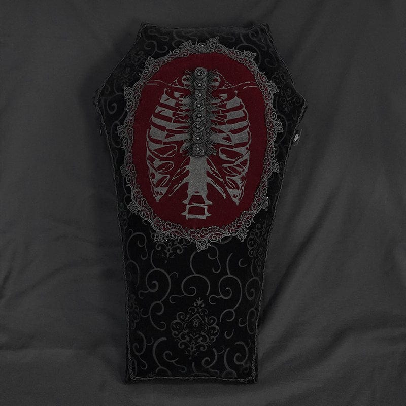 Gothic Skeleton Printed Lace Hexagon Pillow Case with Pillow Inner - Image 4