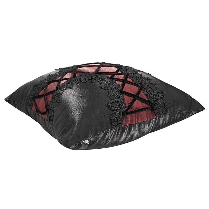 Gothic Strappy Lace Pillow Case Black with Pillow Inner - Image 3