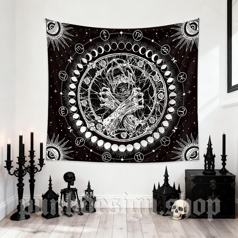 Home's Gothic Skull Printed Tapestry - Image 4