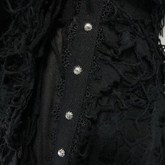 Women's Lace and Trimming Goth Style Mid Length Hooded Dress - Image 6