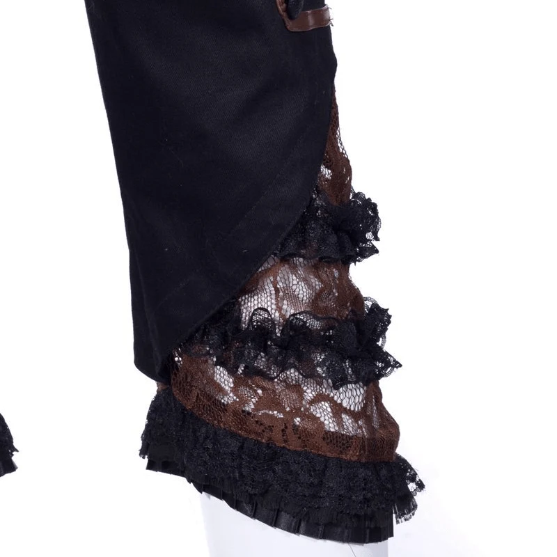 Women's Faux Leather and Lace Steampunk Crop Pants - Image 7