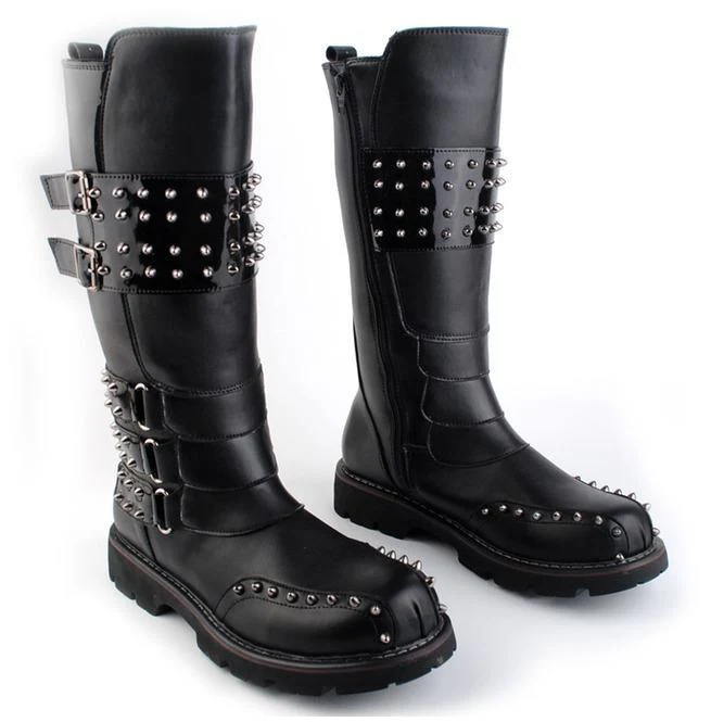 Men's Buckle Strap Punk Rivet Riding Boots Martin Boots - Image 4