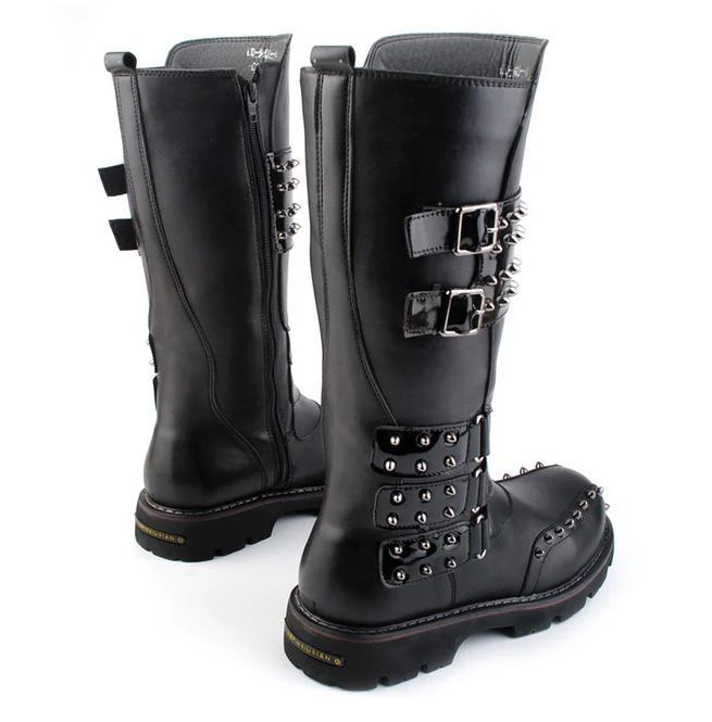 Men's Buckle Strap Punk Rivet Riding Boots Martin Boots - Image 5