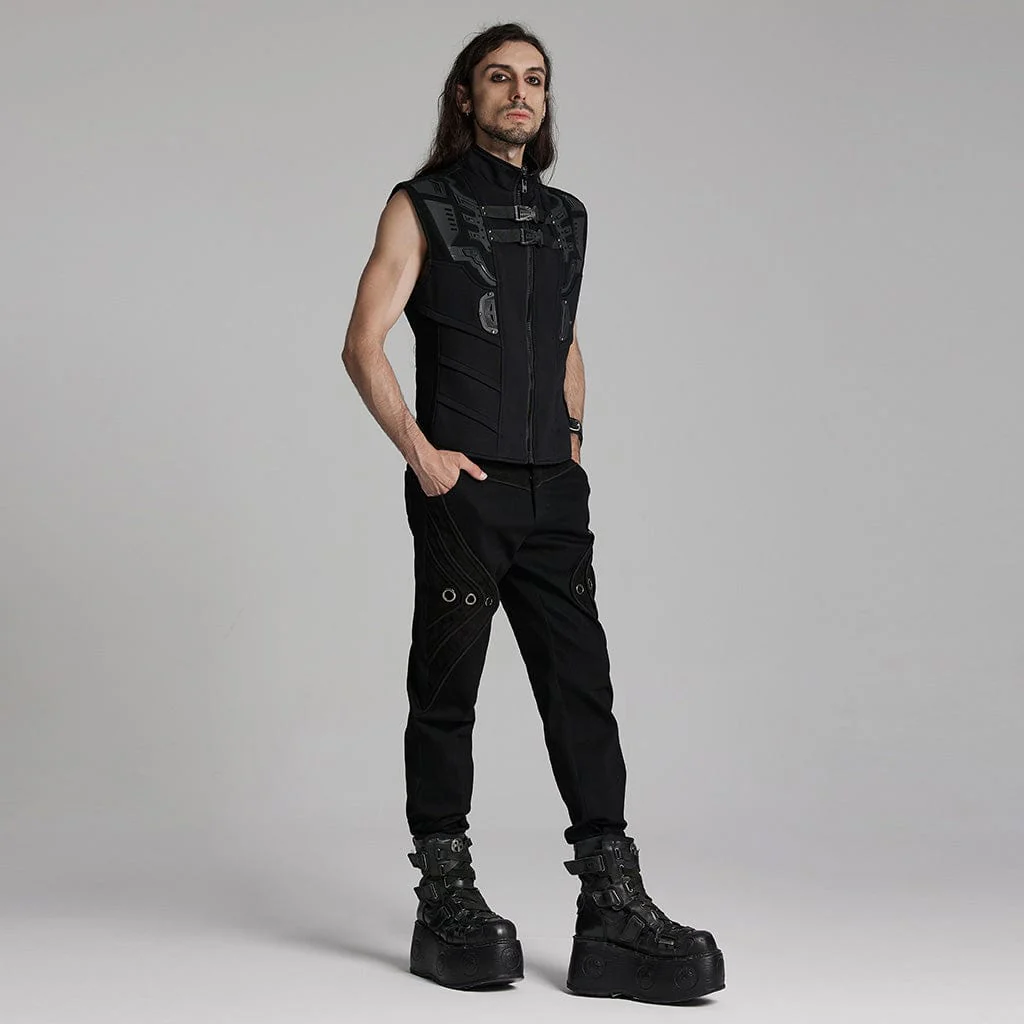Men's Cyberpunk Bucke-up Zip Waistcoat - Image 4