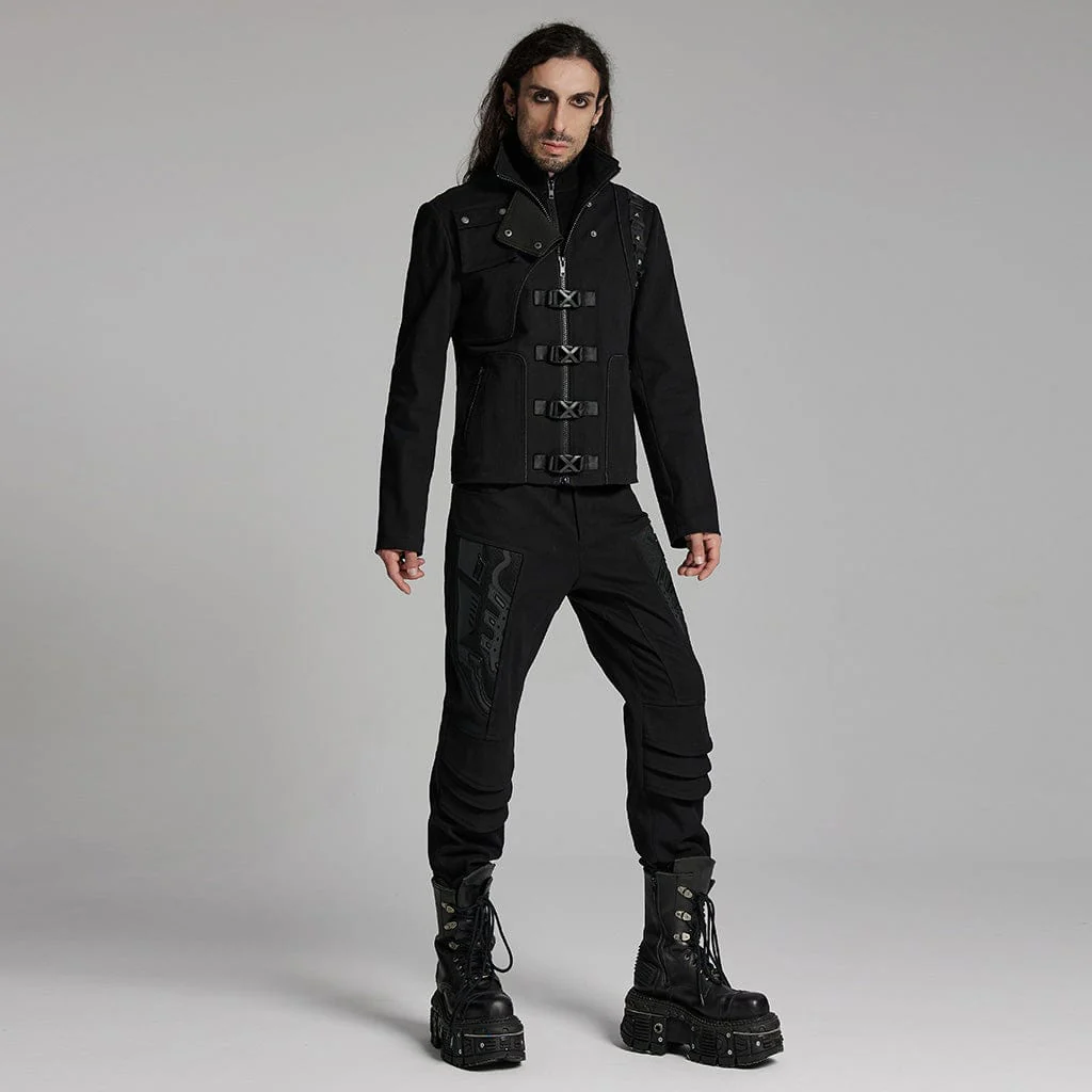Men's Cyberpunk Buckle-up Rivets Jacket - Image 4