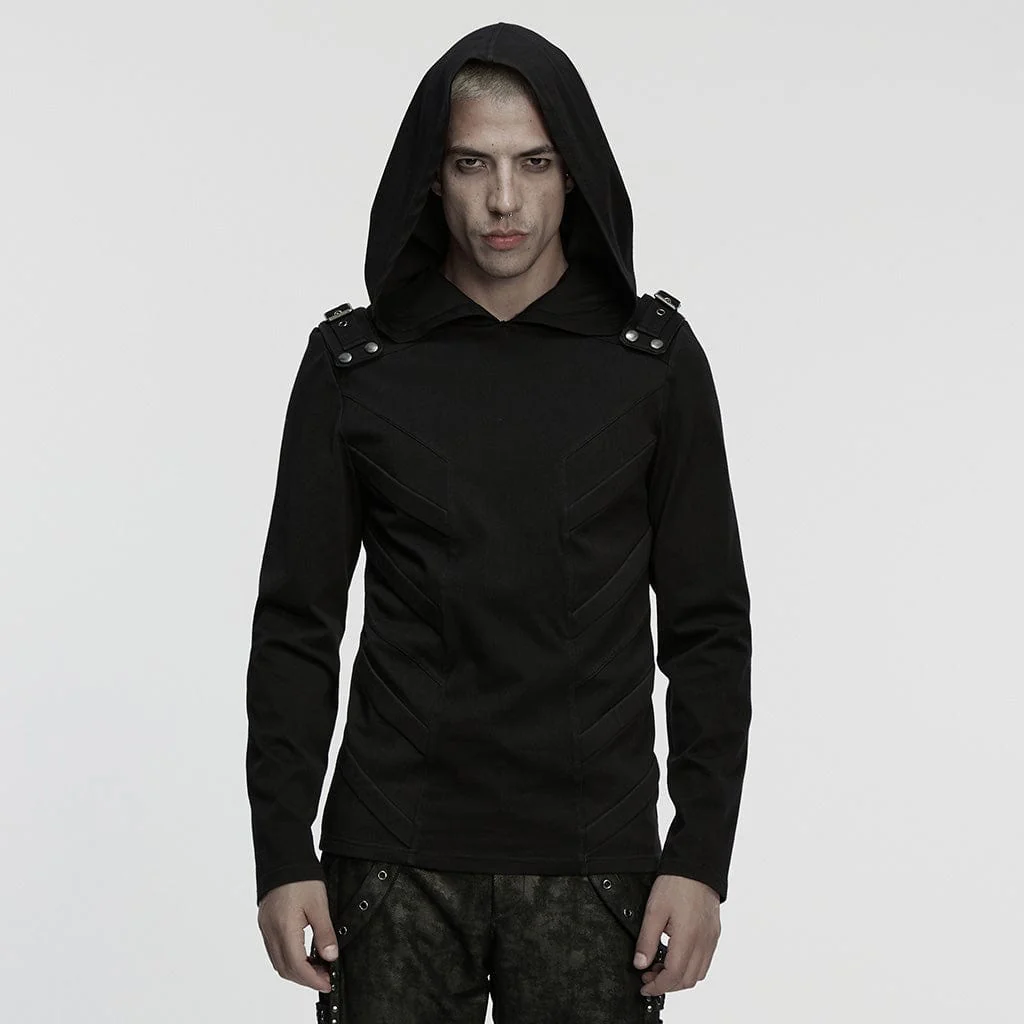 Men's Cyberpunk Buckle-up Strap Minimalist Hoodie