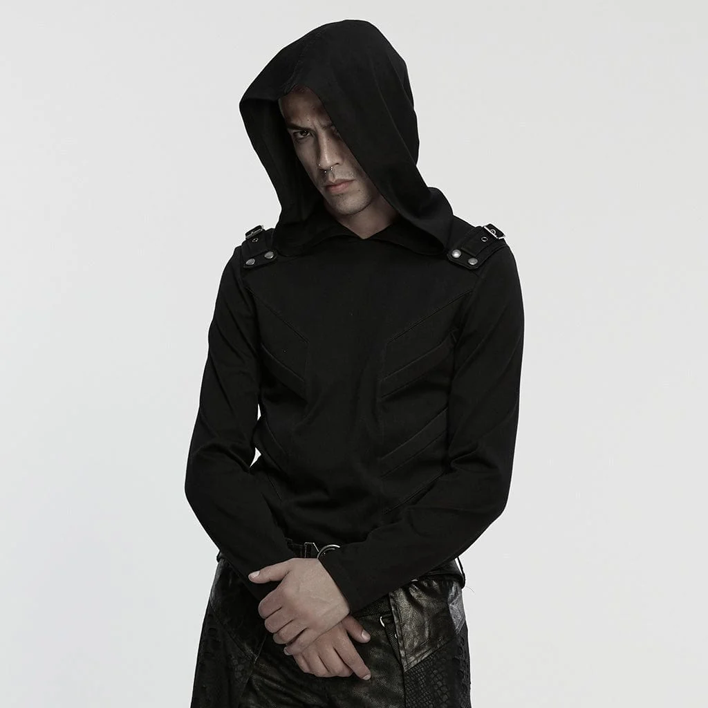Men's Cyberpunk Buckle-up Strap Minimalist Hoodie - Image 3