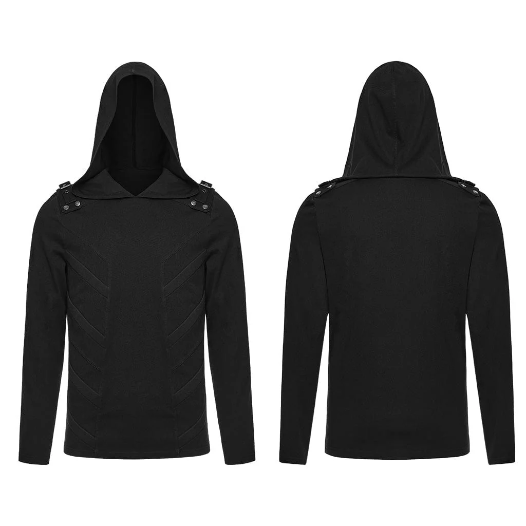 Men's Cyberpunk Buckle-up Strap Minimalist Hoodie - Image 5