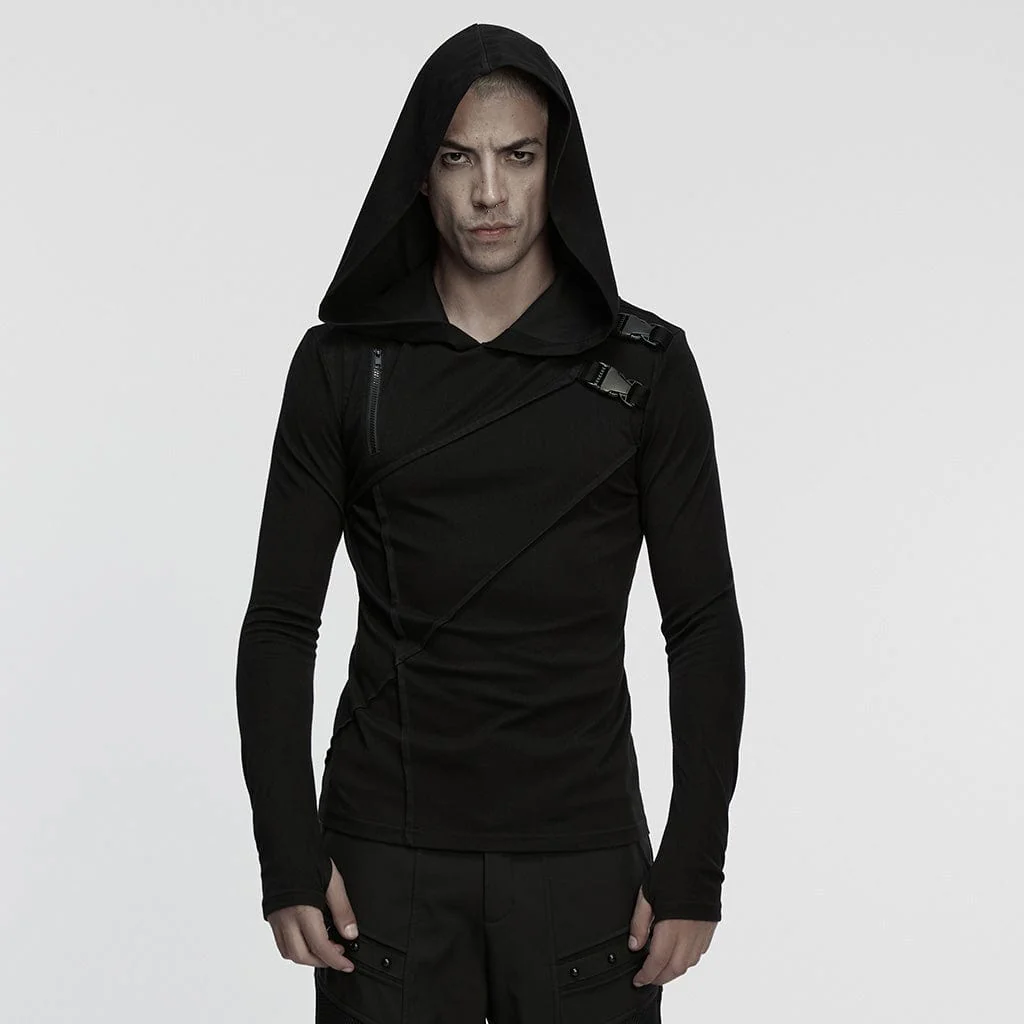 Men's Cyberpunk Buckle-up Zip Hoodie