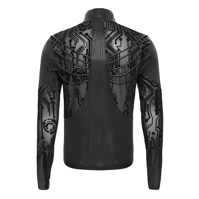Men's Cyberpunk Circuit Board Printed Shirt - Image 10