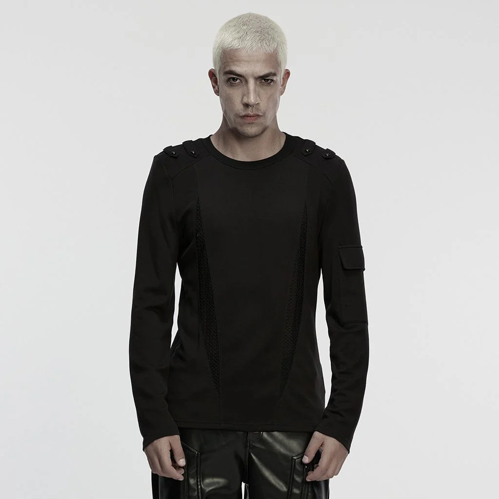 Men's Cyberpunk Cut-out Mesh Splice T-shirt