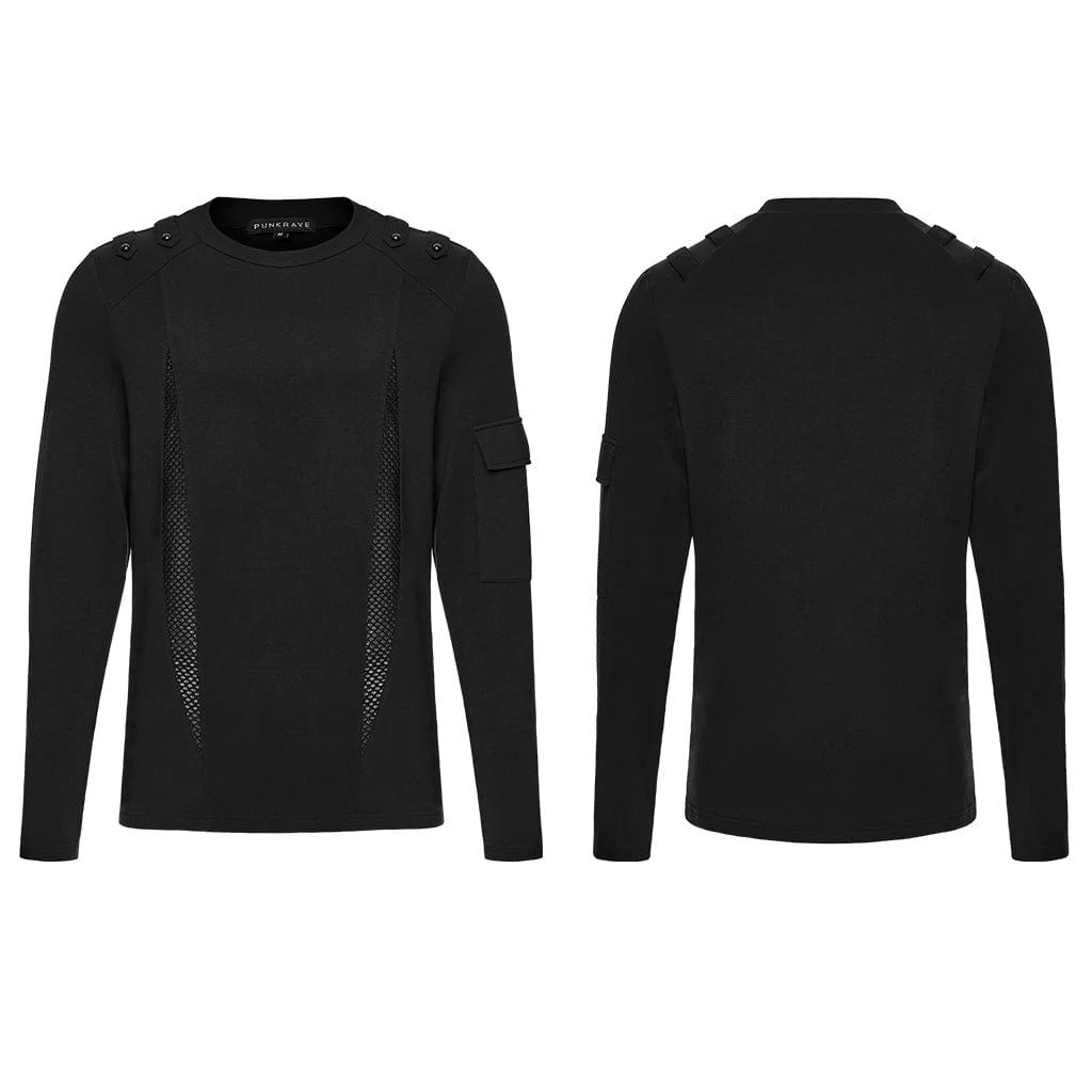 Men's Cyberpunk Cut-out Mesh Splice T-shirt - Image 5