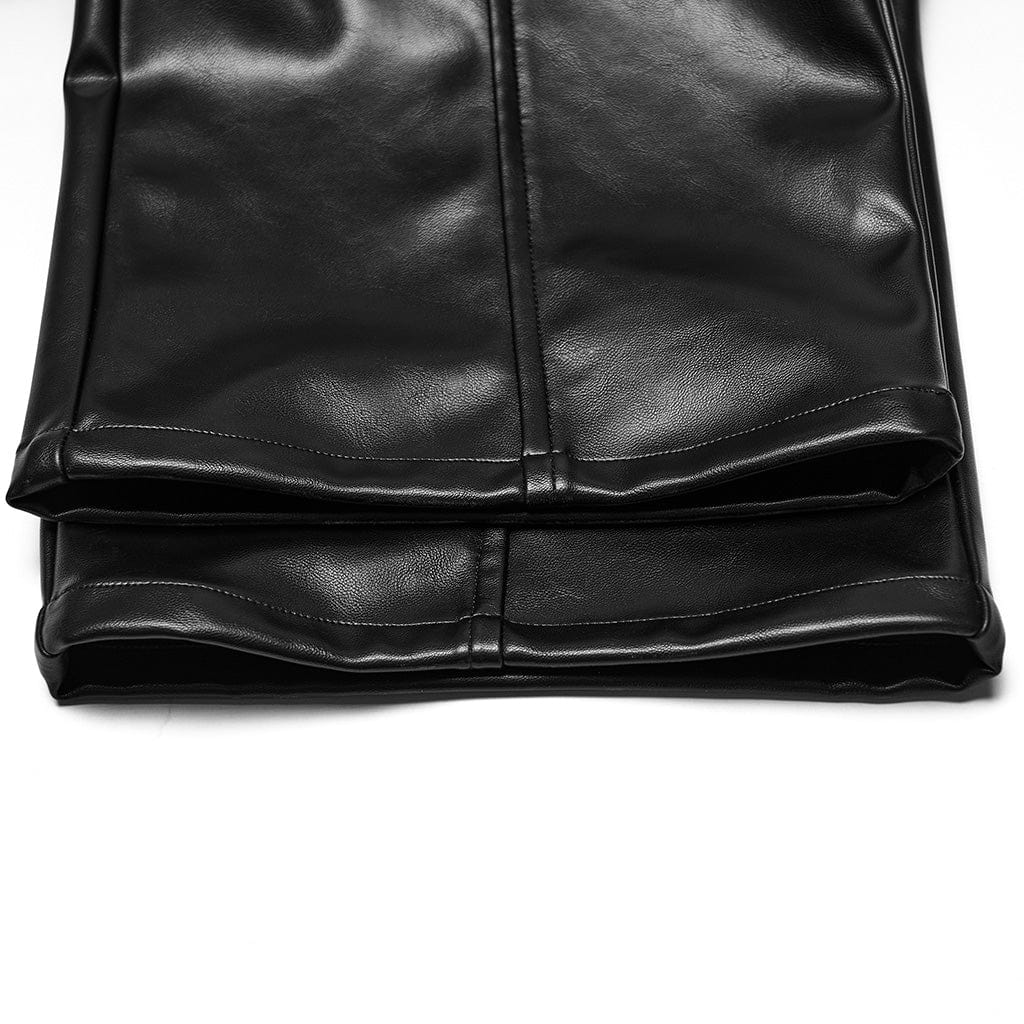 Men's Cyberpunk Eyelet Strap Zip Faux Leather Pants - Image 8