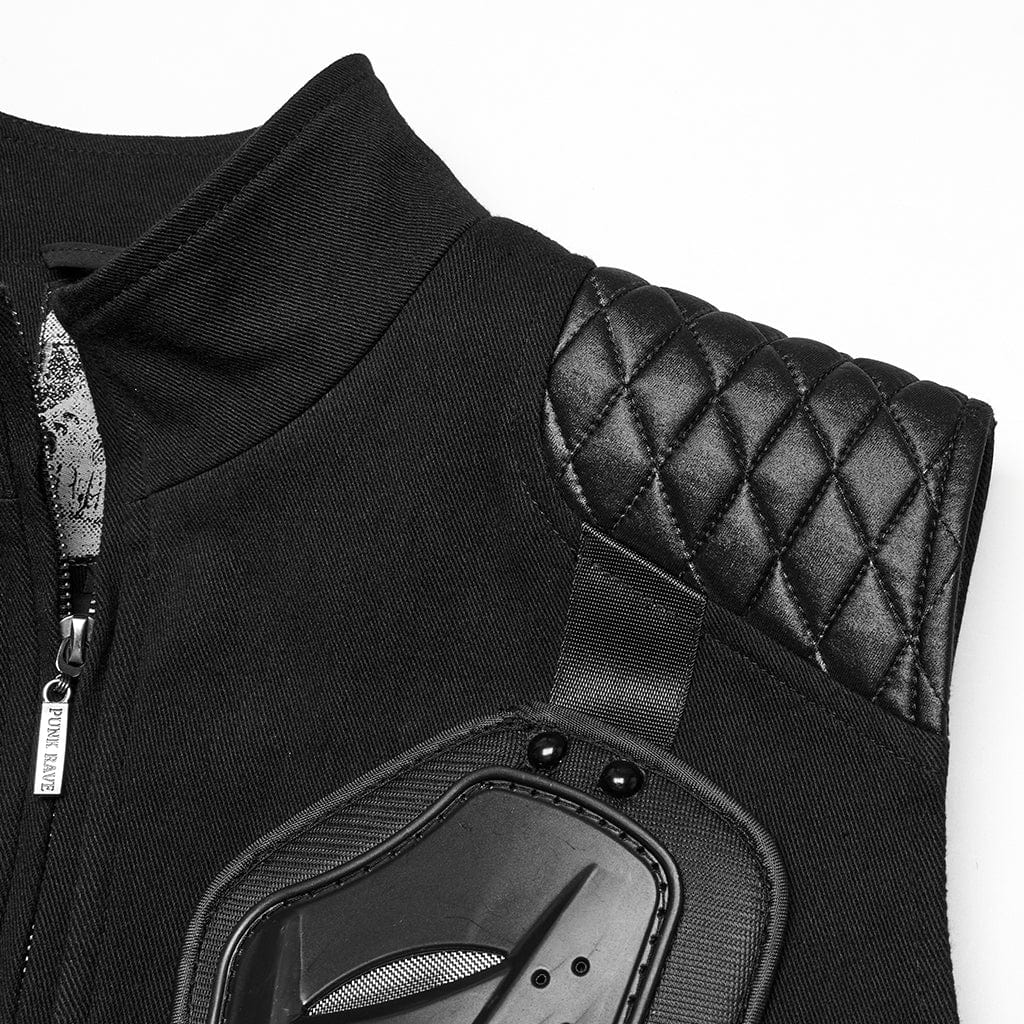 Men's Cyberpunk Stand Collar Armour Splice Vest - Image 6