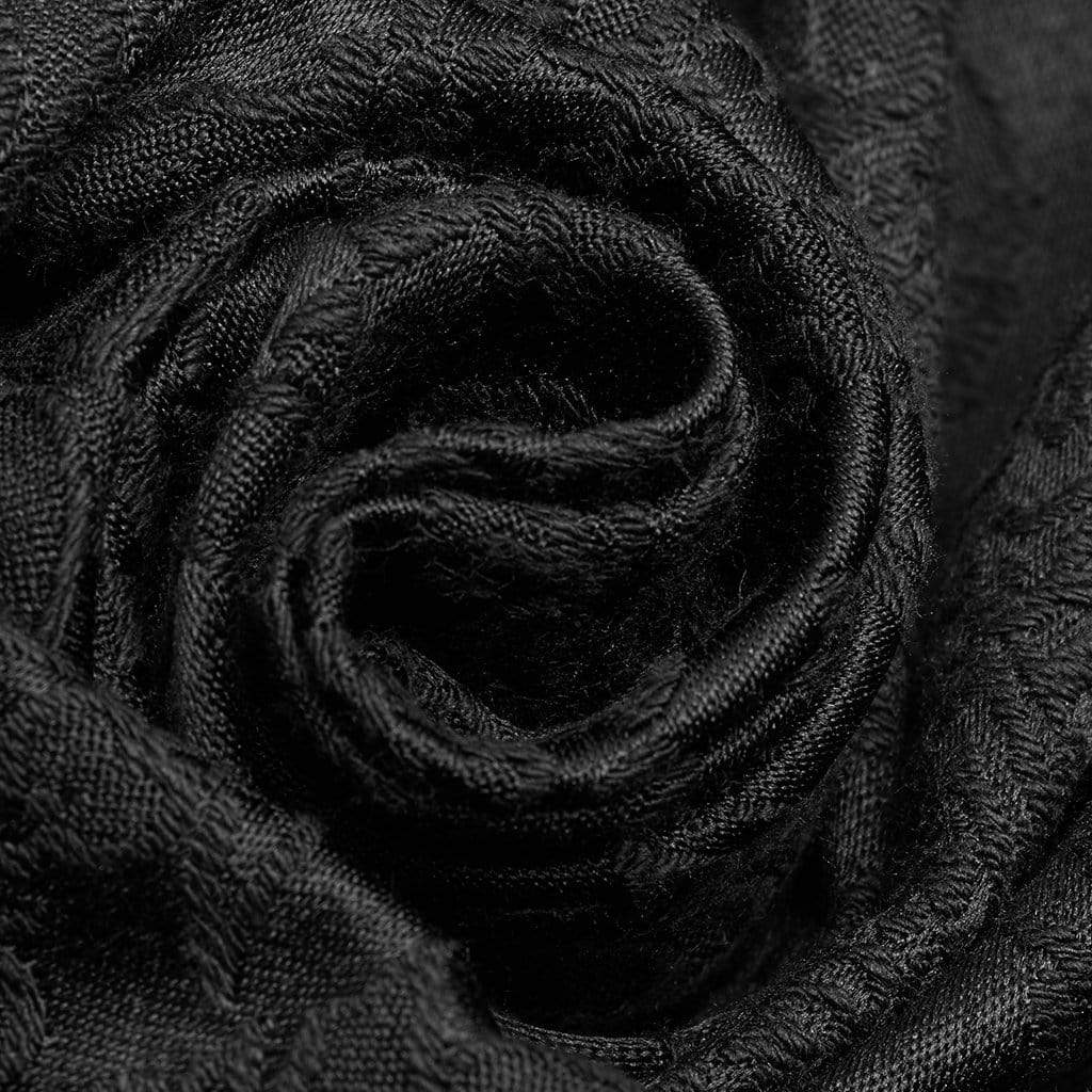 Men's Goth Floral Printed Stand Collar Shirt Black - Image 9