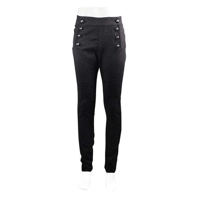 Men's Goth High-waisted Double-breasted Jacquard Pants - Image 4