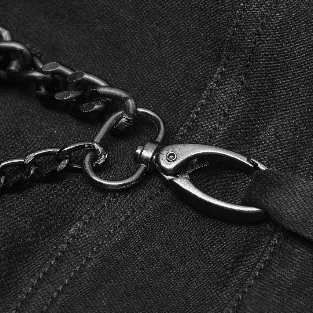 Men's Goth Ripped Straps Skinny Denim Pants With Waist Chain - Image 9