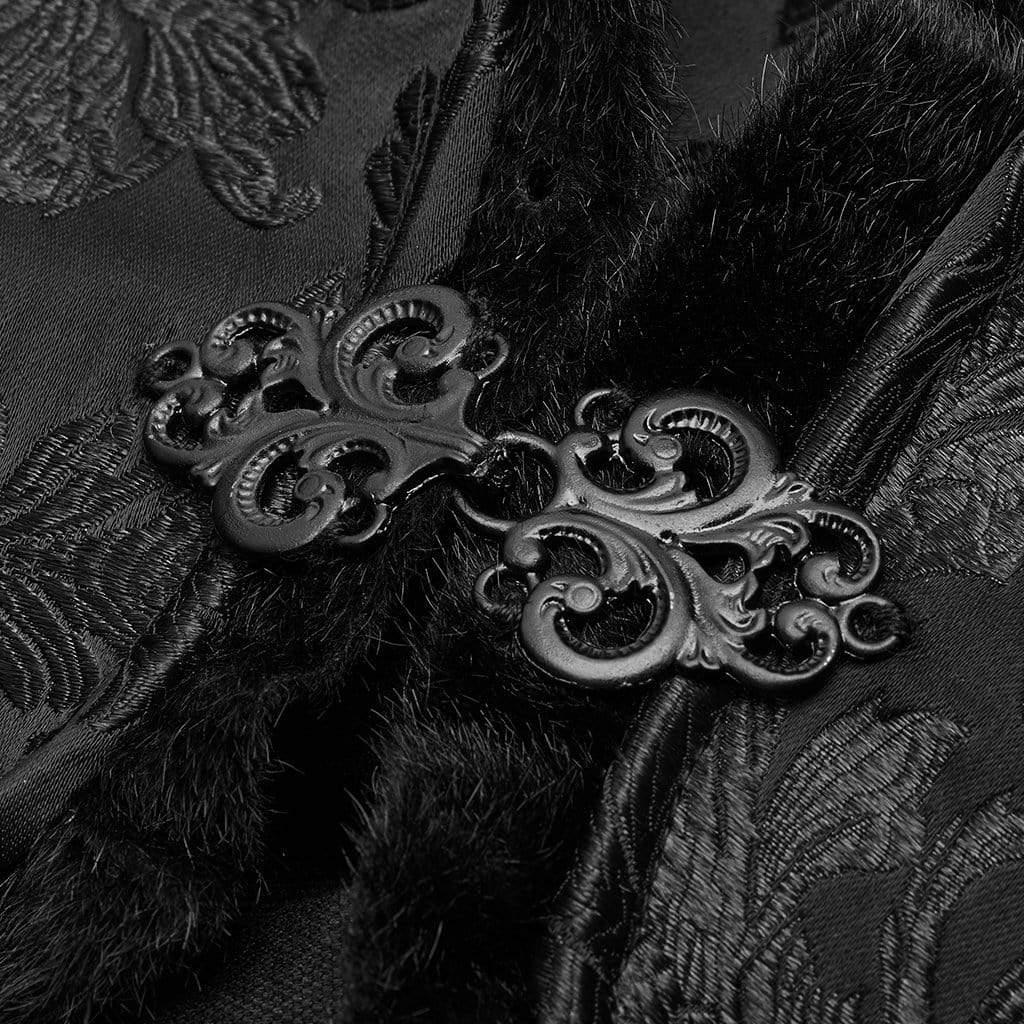 Men's Goth Stand Collar Jacquard Long cloak - Image 6