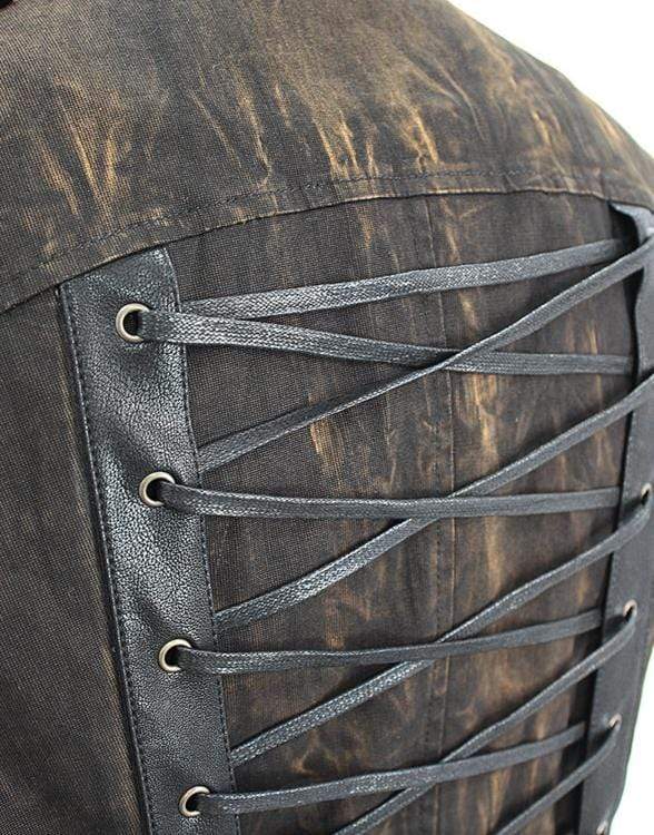 Men's Goth Stand Collar Rivets Waistcoat - Image 9