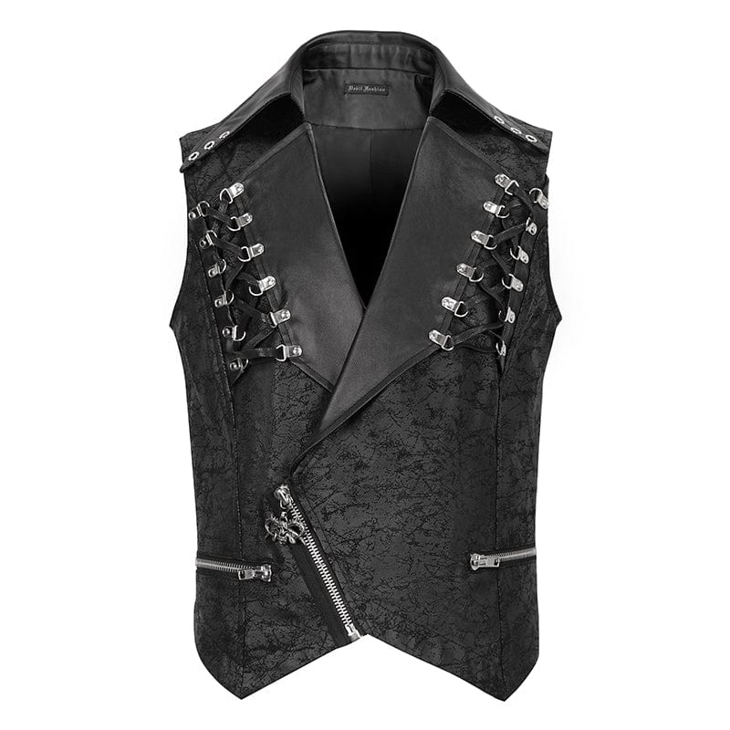 Men's Gothic Asymmetric Zipper Lace-up Waistcoat - Image 6