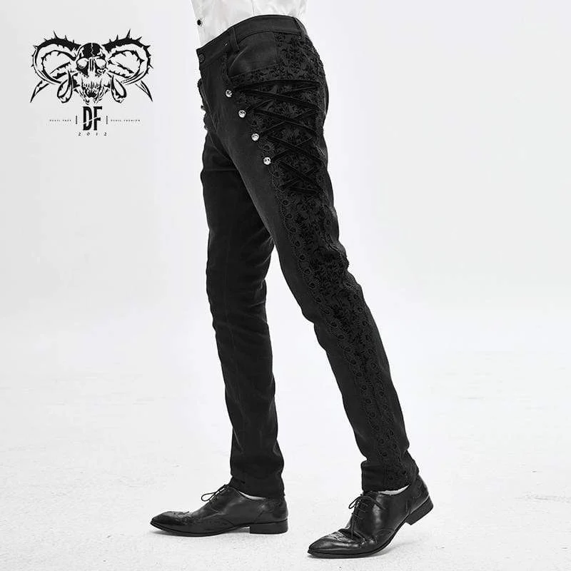 Men's Gothic Back Chain Jacquard Pocket Pants - Image 2