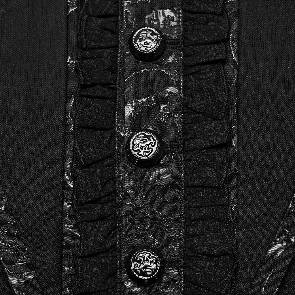 Men's Gothic Bat Collar Ruffled Swallow-tailed Coat - Image 7