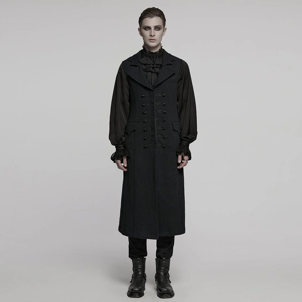 Men's Gothic Batlike Collar Buckle Long Vest - Image 4
