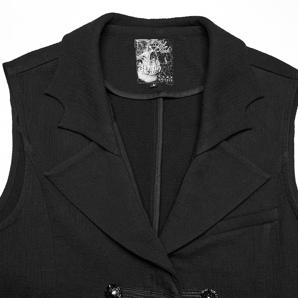 Men's Gothic Batlike Collar Buckle Long Vest - Image 6