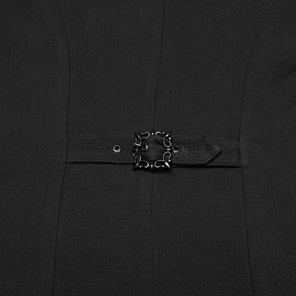 Men's Gothic Batlike Collar Buckle Long Vest - Image 9