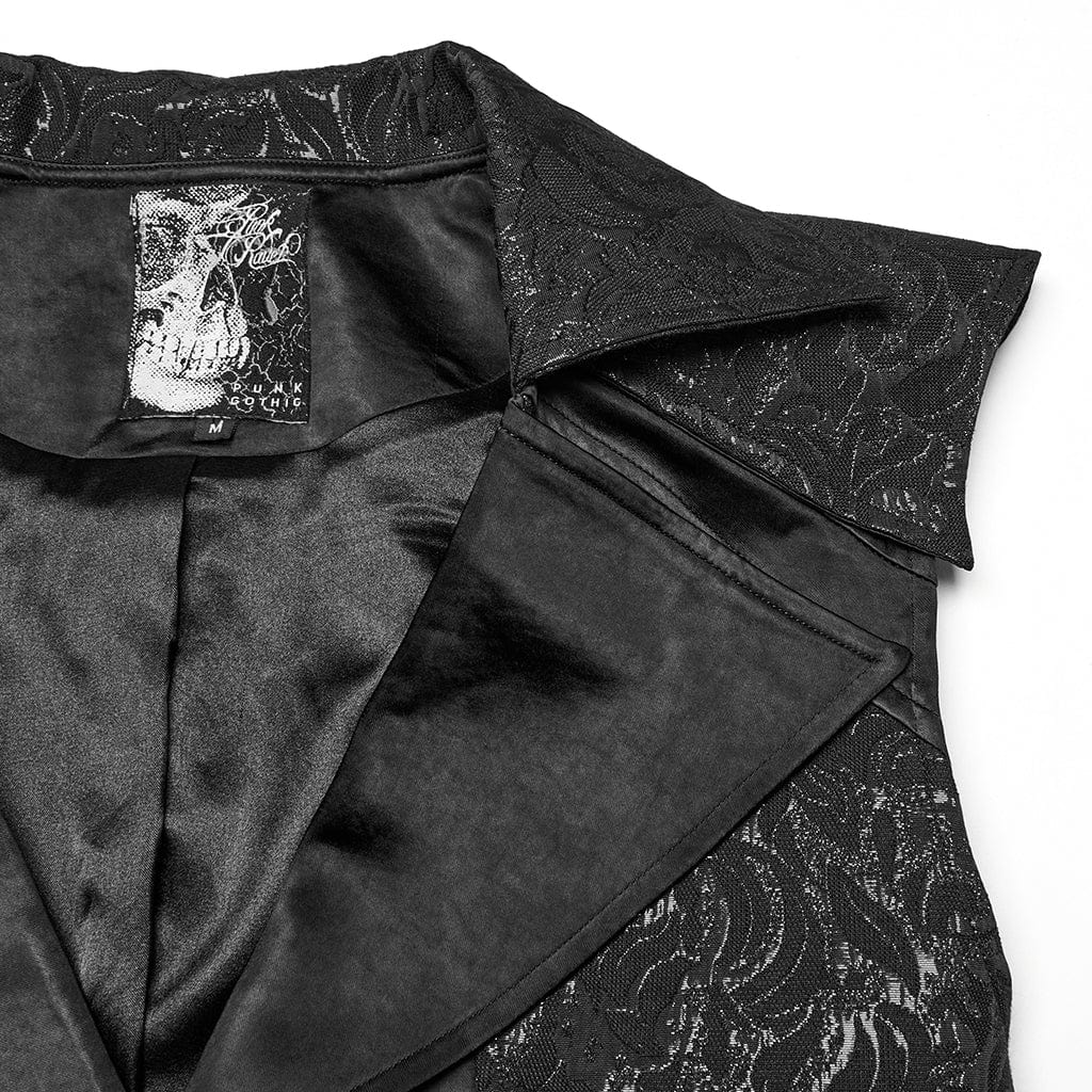 Men's Gothic Batlike Hem Jacquard Waistcoat - Image 6