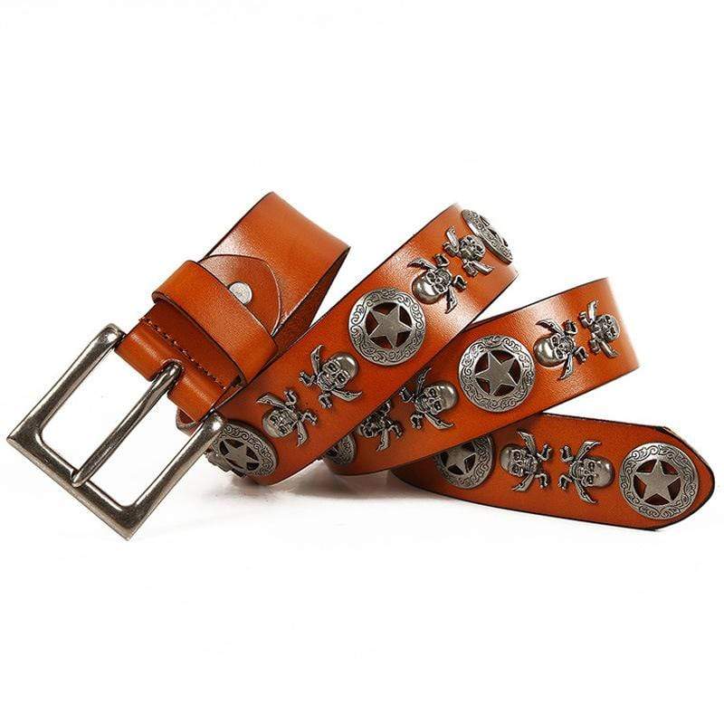 Men's Gothic Belts With Rivets Of Magic Circles And Skulls - Image 6