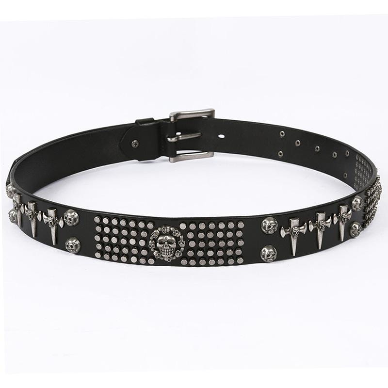 Men's Gothic Belts With Rivets Of Skulls And Crosses - Image 4